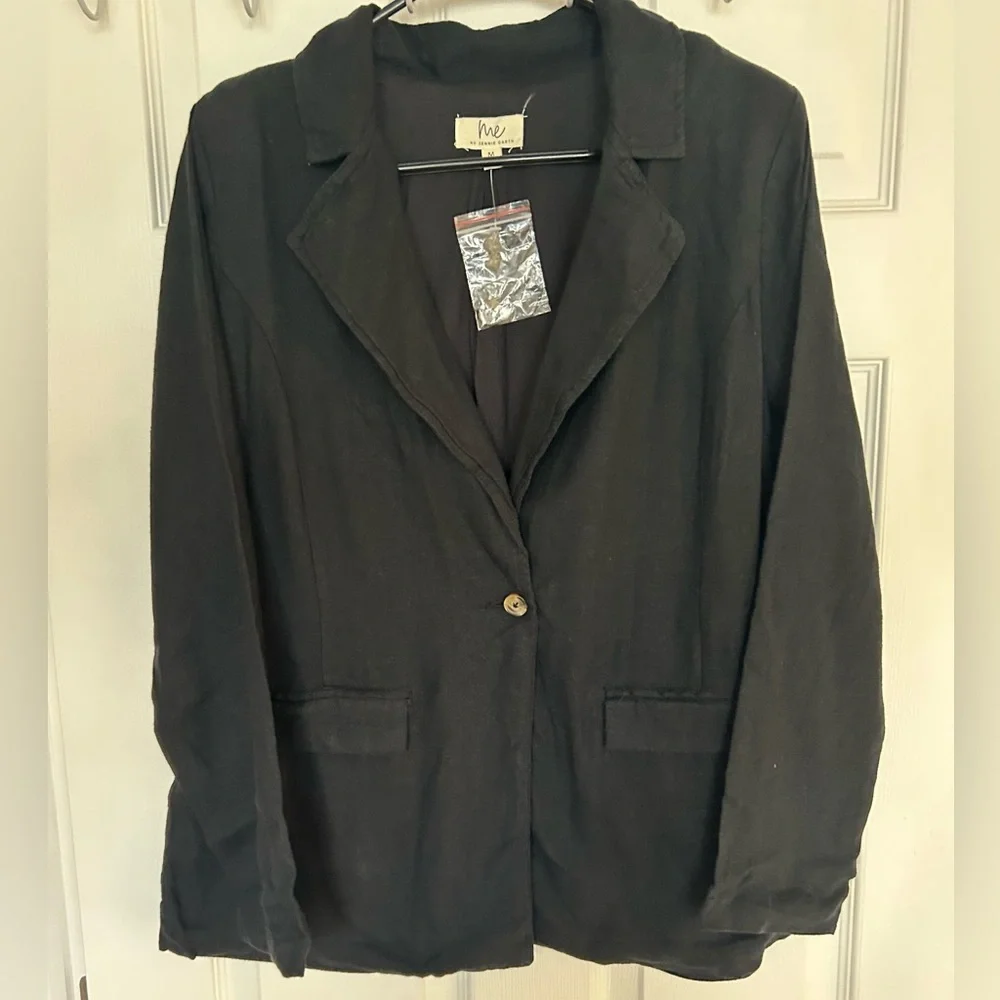NWT Me by Jennie Garth Mullholland Linen & Viscose Blazer Black size Medium